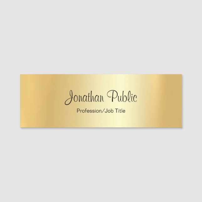 Maßgeschneidertes Glamour Gold Rectangle Modernes  Namensschild (Vorderseite)