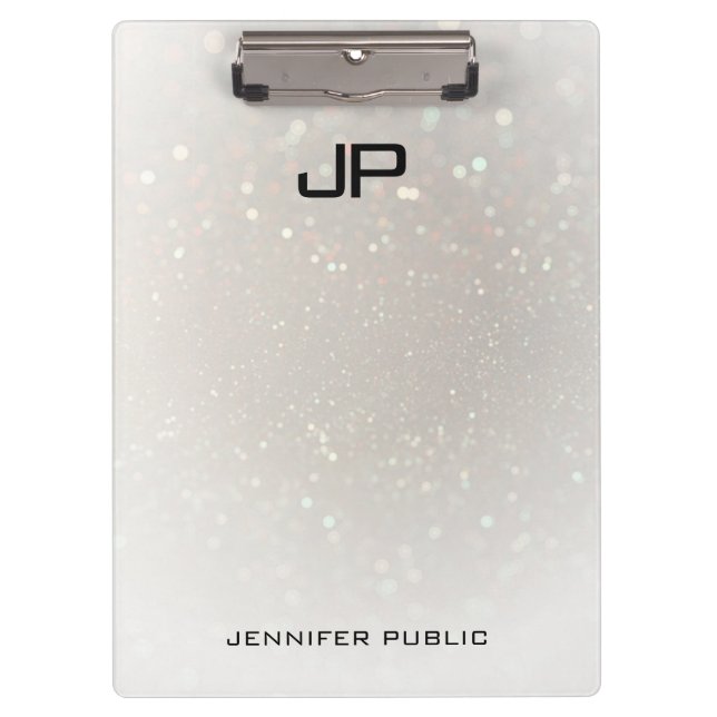 Maßgeschneidertes Glamour Modernes Mit Monogramm E Klemmbrett (Vorderseite)