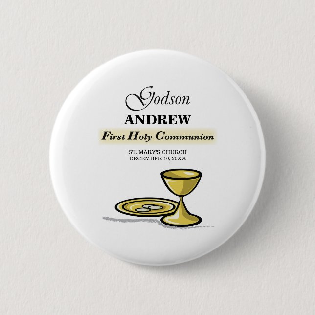 Maßgeschneidertes, Godson First Communion Chalice Button (Vorderseite)