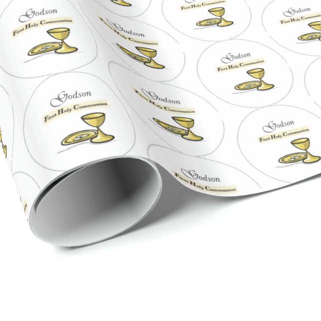 Maßgeschneidertes, Godson First Communion Chalice Geschenkpapier (Rolleneckpunkt)
