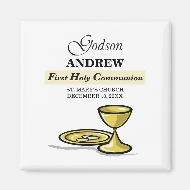 Maßgeschneidertes, Godson First Communion Chalice Magnet (Vorne)