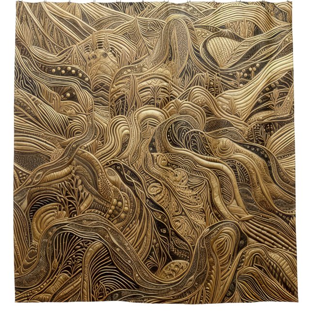 Maßgeschneidertes Gold Abstraktes Design Duschvorhang (Vorderseite)