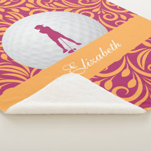 Maßgeschneidertes Golfer Pink Orange Golf Silhouet Sherpadecke
