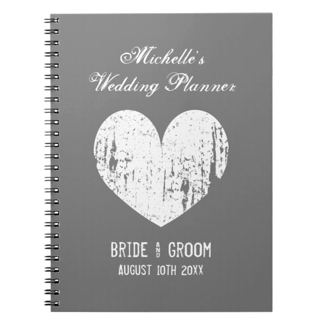 Maßgeschneidertes Grey-Hochzeitsplaner-Notebook Notizblock (Vorderseite)