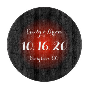 Maßgeschneidertes Hochzeitsbrett aus schwarzem Gla Schneidebrett