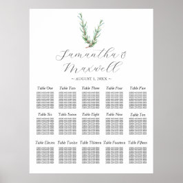 Maßgeschneidertes Hochzeitsdiagramm Wasserfarbenro Poster