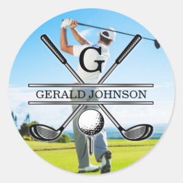 Maßgeschneidertes Image für Golf Monogram Runder Aufkleber