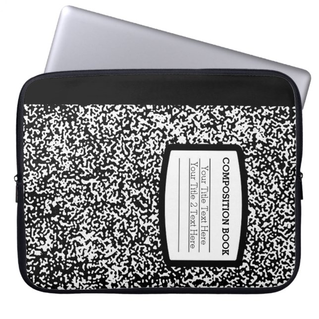 Maßgeschneidertes Kompositionsbuch Schwarz/Weiß-Sc Laptopschutzhülle (Vorderseite)
