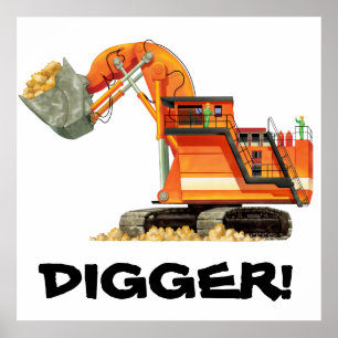 Maßgeschneidertes Konstruktionskids Orange Digger  Poster