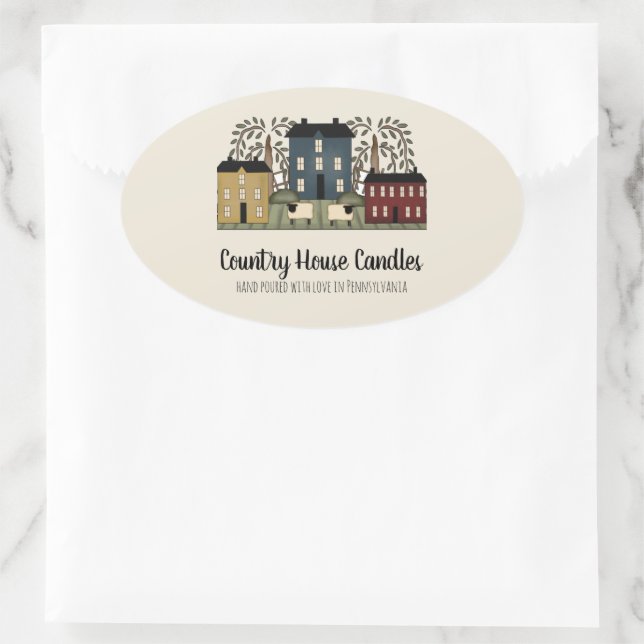Maßgeschneidertes Landhaus Ovaler Aufkleber (Tasche)