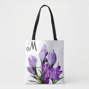 Maßgeschneidertes M Monogramm hübsches lila Blumen