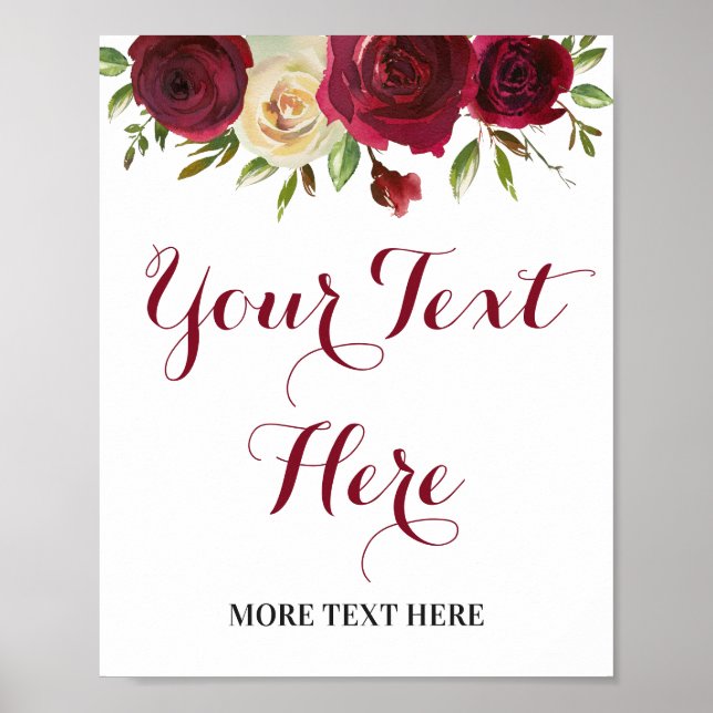 Maßgeschneidertes marsala Burgund Wine Red Sign De Poster (Vorne)