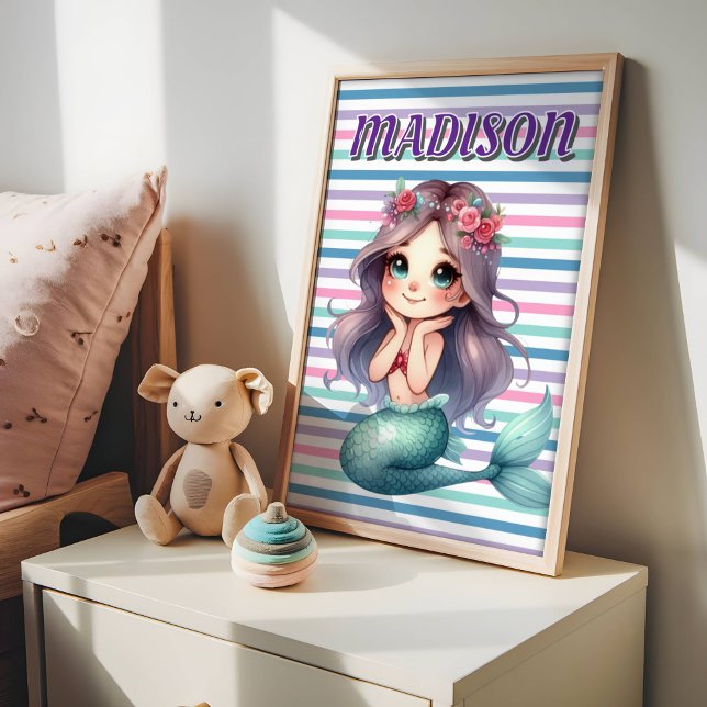 Maßgeschneidertes Mermaid-Streifenmuster Poster (Von Creator hochgeladen)