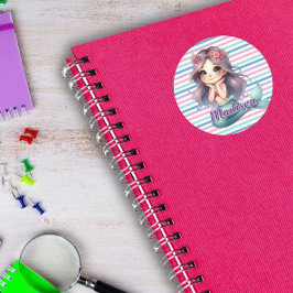 Maßgeschneidertes Mermaid-Streifenmuster Runder Aufkleber