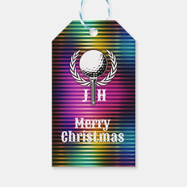 Maßgeschneidertes Metallic-farbiges Golf Monogram  Geschenkanhänger (Vorderseite)