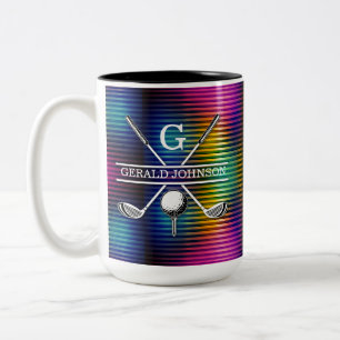 Maßgeschneidertes Metallic-farbiges Golf Monogram Zweifarbige Tasse