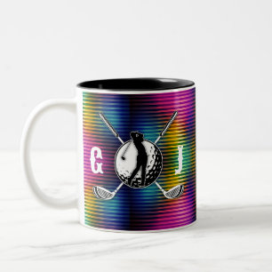 Maßgeschneidertes Metallic-farbiges Golf Monogram Zweifarbige Tasse