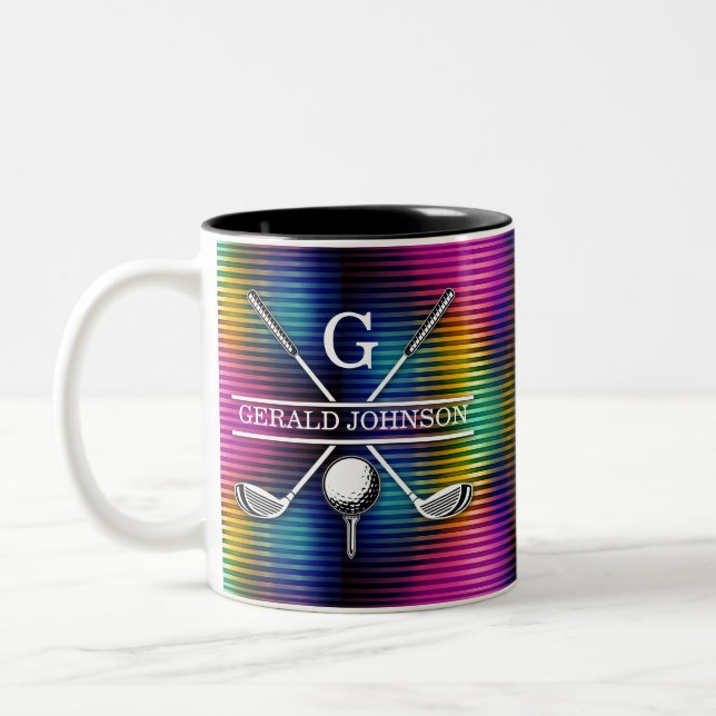 Maßgeschneidertes Metallic-farbiges Golf Monogram  Zweifarbige Tasse (Links)