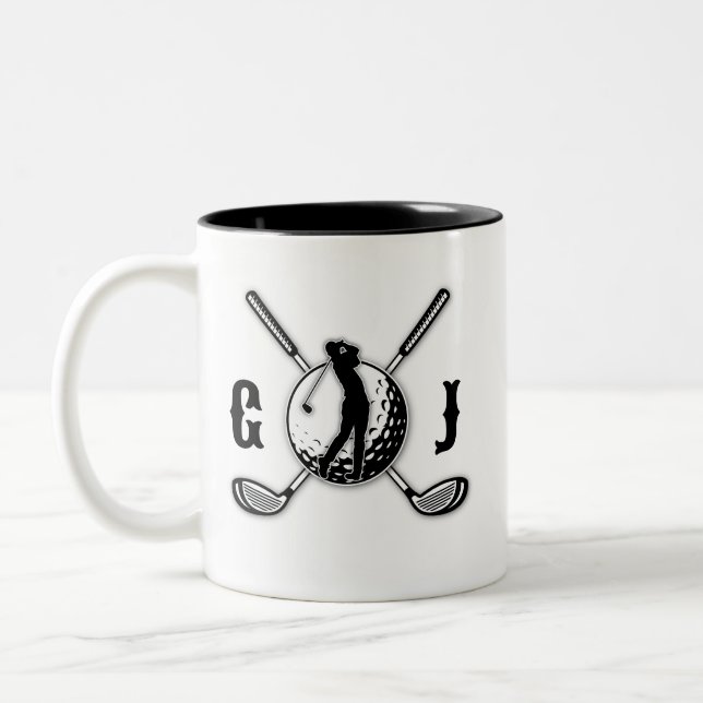 Maßgeschneidertes Metallic-farbiges Golf Monogram  Zweifarbige Tasse (Links)