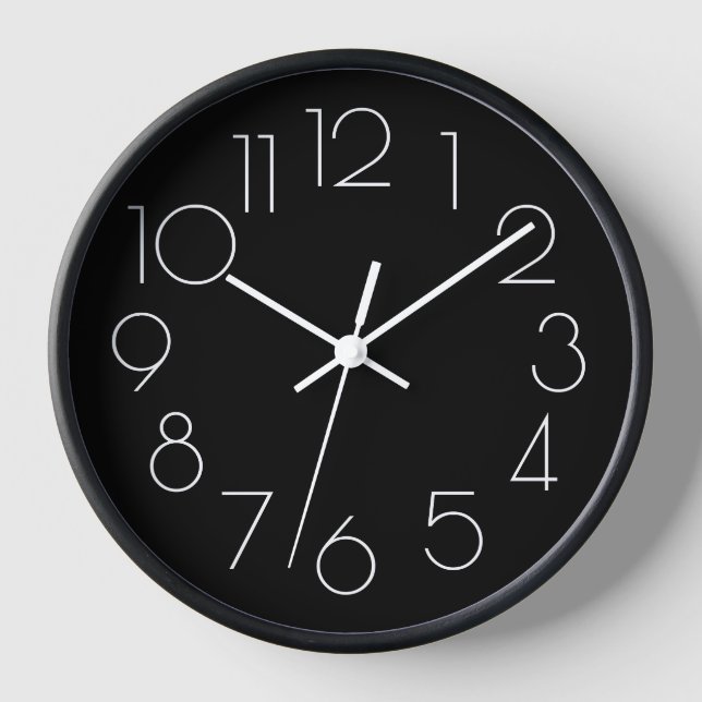 Maßgeschneidertes Minimalistisch Schwarz und Weiß Uhr (Vorderseite)