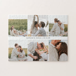 Maßgeschneidertes modernes 6-Foto Collage Wedding  Puzzle