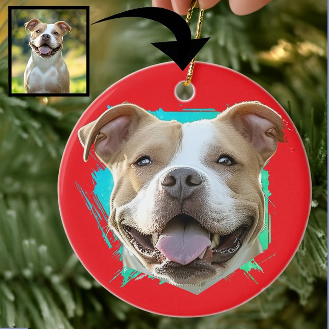 Maßgeschneidertes modernes Grunge Pet Lover Pitbul Keramik Ornament (Von Creator hochgeladen)