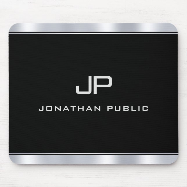 Maßgeschneidertes modernes Metallisches Silver Loo Mousepad (Vorne)