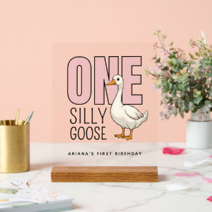 Maßgeschneidertes, modernes Rosa Albernes Gänsestü Acrylschild