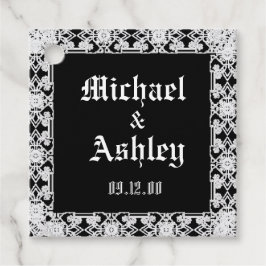 Maßgeschneidertes, modernes Schwarzweiß-Spitzenmon Geschenkanhänger