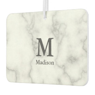 Maßgeschneidertes Monogramm auf Imitaten Weißer Ma Autolufterfrischer