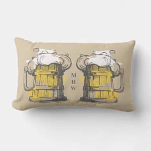 Maßgeschneidertes Monogramm Bier-Ilustration Kisse Kissen Für Draußen