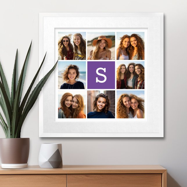 Maßgeschneidertes Monogramm für die Eggplant- und  Poster (Personalized Wall Art with a Photo Collage and Monogram)