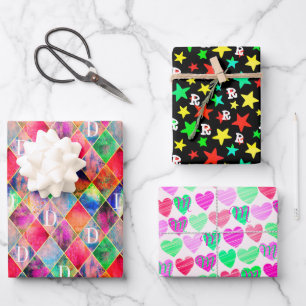 Maßgeschneidertes Monogramm für Ihren Geschenkempf Geschenkpapier Set