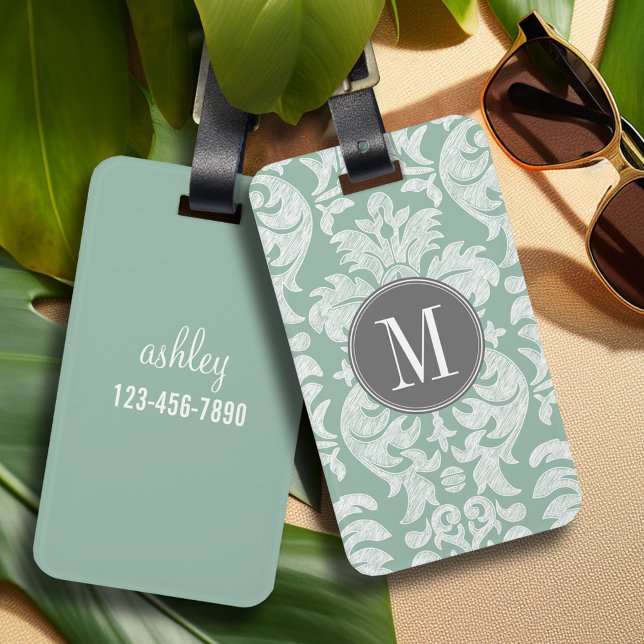 Maßgeschneidertes Monogramm für Mini- und Grau-Dam Gepäckanhänger (Personalized Luggage Tag)