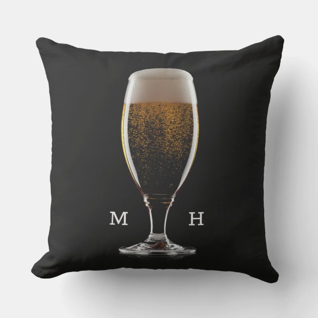 Maßgeschneidertes Monogramm Glas Bier Kissen (Vorderseite)