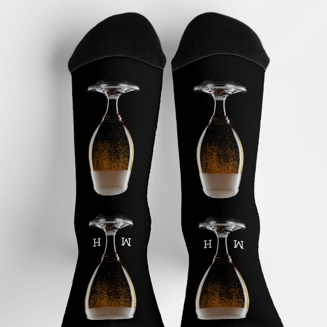Maßgeschneidertes Monogramm Glas Bier Socken (Oben)