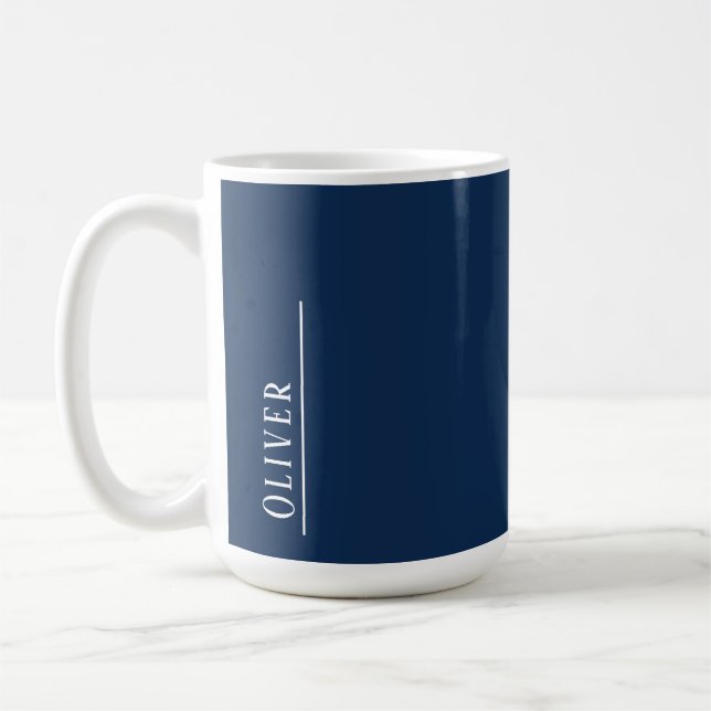Maßgeschneidertes Monogramm, modern dunkelblau Kaffeetasse (Links)