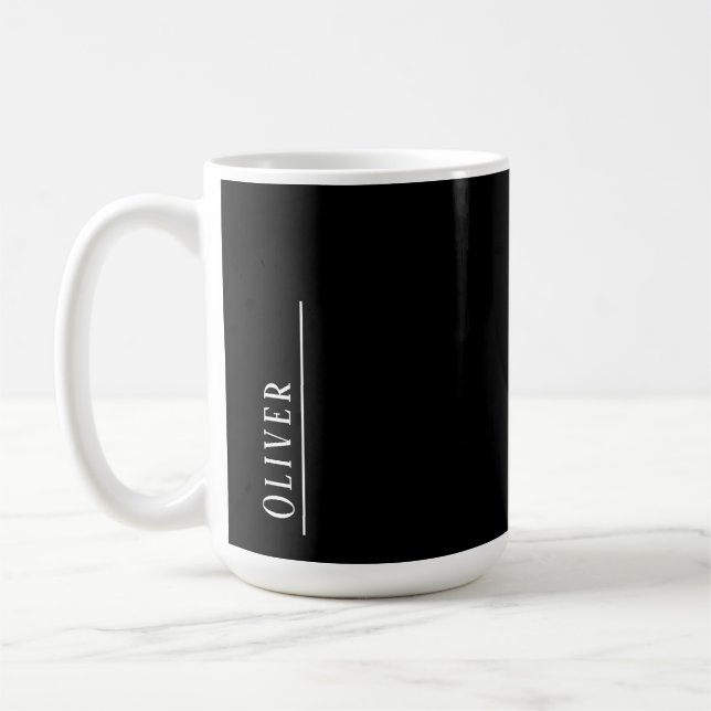 Maßgeschneidertes Monogramm, modern schwarz und we Kaffeetasse (Links)