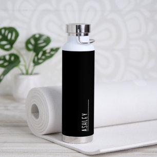 Maßgeschneidertes Monogramm, modern schwarz und we Trinkflasche