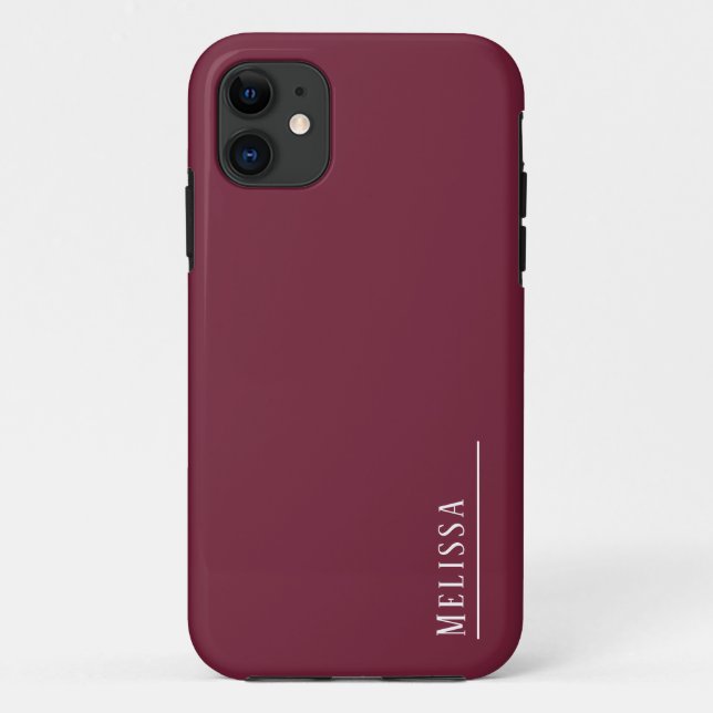 Maßgeschneidertes Monogramm, moderne Bordeaux Case-Mate iPhone Hülle (Rückseite)