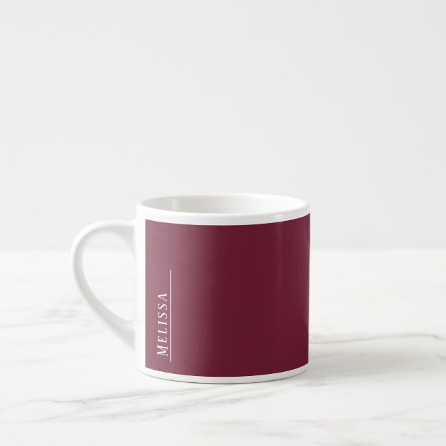 Maßgeschneidertes Monogramm, moderne Bordeaux Espressotasse (Links)