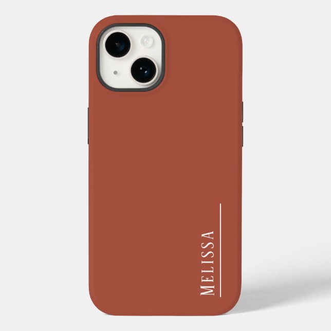 Maßgeschneidertes Monogramm, moderne Terrakotta-Fa Case-Mate iPhone Hülle (Rückseite)