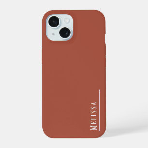 Maßgeschneidertes Monogramm, moderne Terrakotta-Fa iPhone 15 Hülle