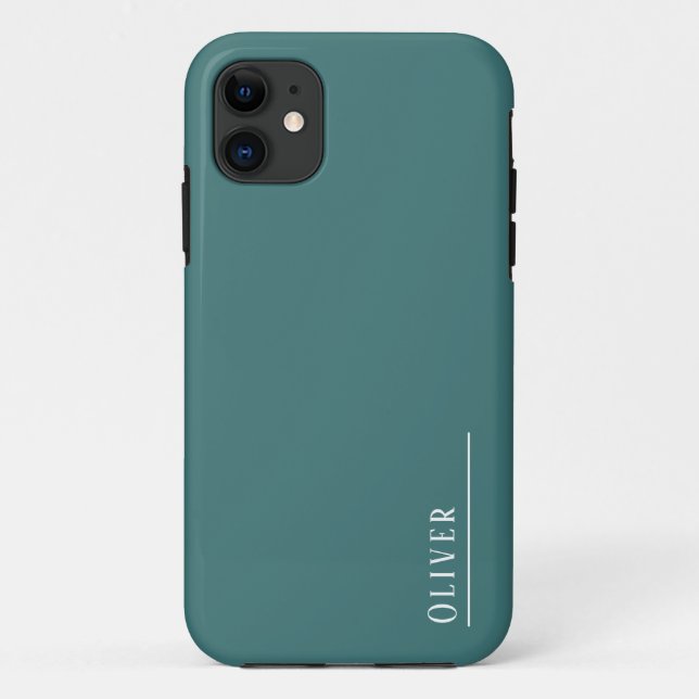 Maßgeschneidertes Monogramm, modernes Aqua-Grün Case-Mate iPhone Hülle (Rückseite)