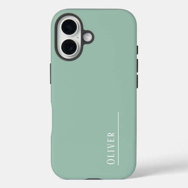 Maßgeschneidertes Monogramm, modernes Weiß-Grün Case-Mate iPhone Hülle (Rückseite)