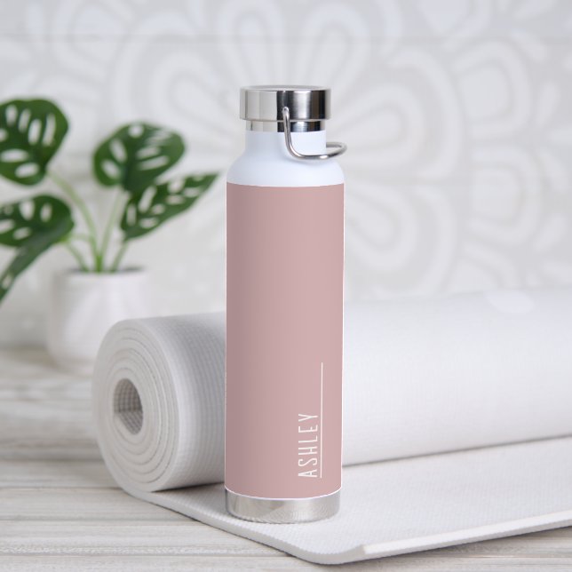 Maßgeschneidertes Monogramm, pastellrosa modern Trinkflasche (Yoga)