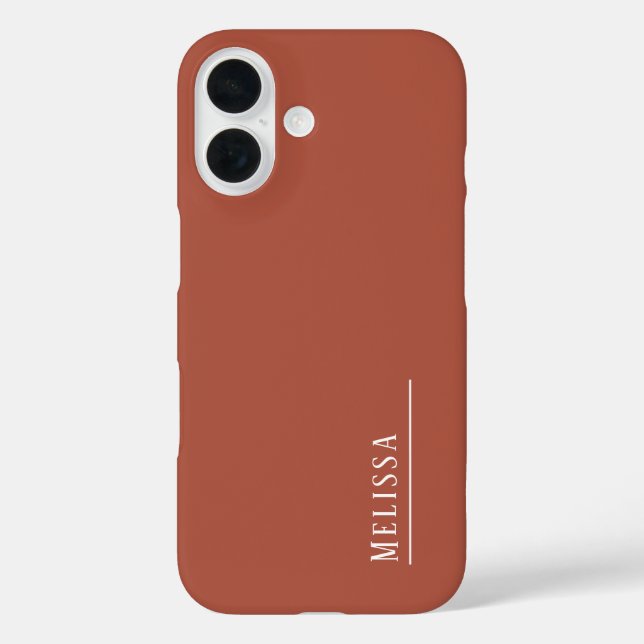 Maßgeschneidertes Monogramm, Terrakotta-Farbe Case-Mate iPhone Hülle (Rückseite)