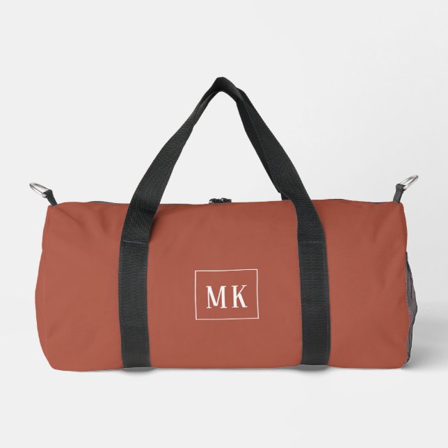 Maßgeschneidertes Monogramm, Terrakotta überall Duffle Bag (Vorderseite)