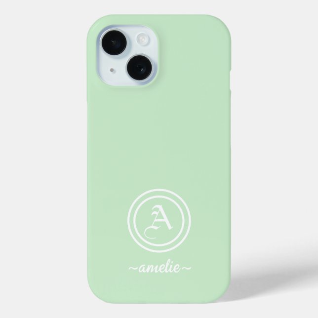 Maßgeschneidertes Monogramm und Name Green Phone C Case-Mate iPhone Hülle (Rückseite)
