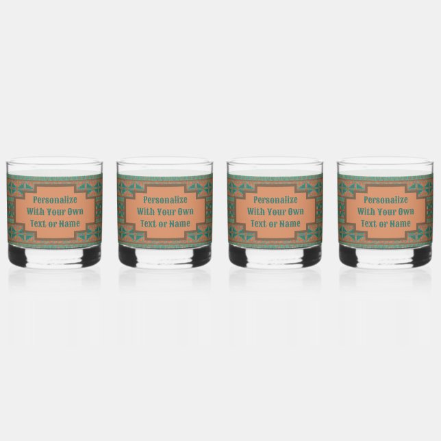 Maßgeschneidertes Muster für Aquamarines Kupfermus Whiskyglas (Vorderseite)